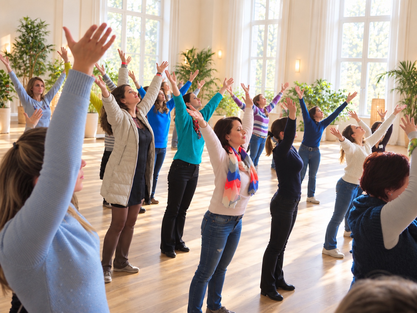Participants exploring movement during a workshop